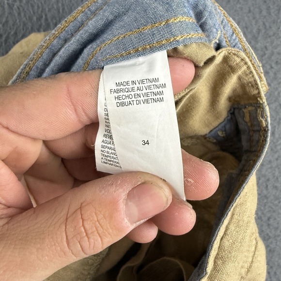 Lucky Brand Shorts Men's 36* Beige Cargo Linen Blend Drawstring Utility Summer - Picture 4 of 11